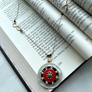 Infinity symbol button necklace. Wax seal necklace that makes great cross charms